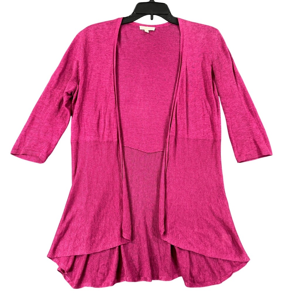 Eileen Fisher Linen Silk Cardigan Women XS Pink Open Front Lightweight Casual